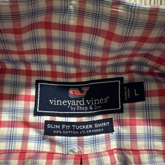 Vineyard Vines‎ White, Pink, & Blue Plaid Button Down Tucker Shirt Size L - Picture 5 of 10
